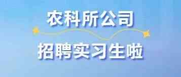 招聘 │ 农科所公司2026年6月份实习生招聘