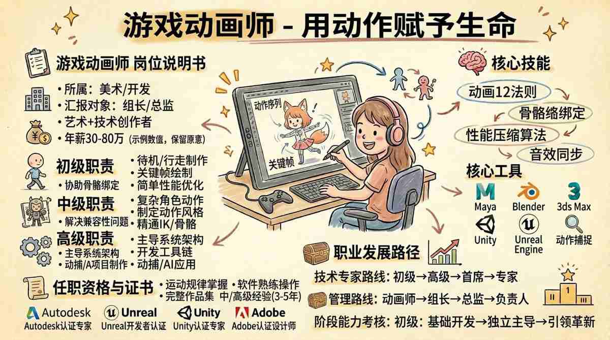 游戏动画师 - 用动作赋予虚拟世界生命力，年薪30-80万的核心创作者