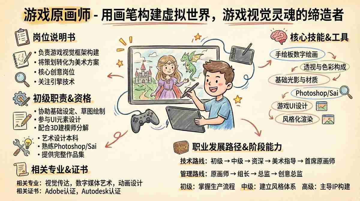 游戏原画师 - 用画笔构建虚拟世界，游戏视觉灵魂的缔造者