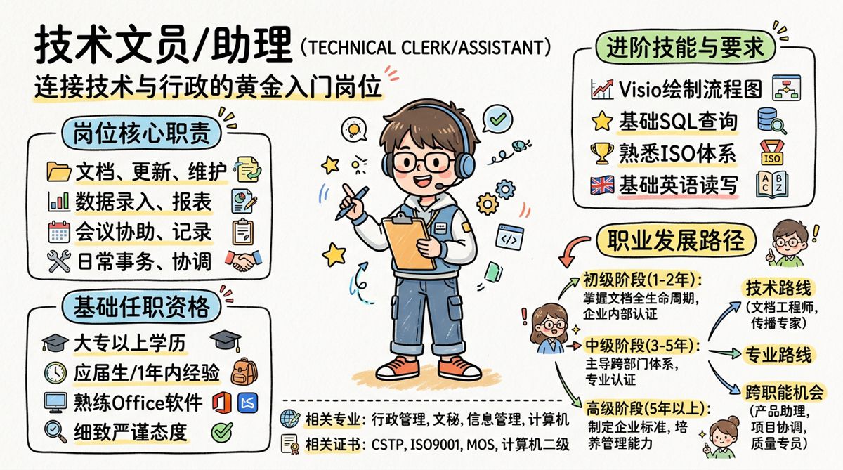 技术文员/助理 - 技术与行政的桥梁，新手入门黄金岗位