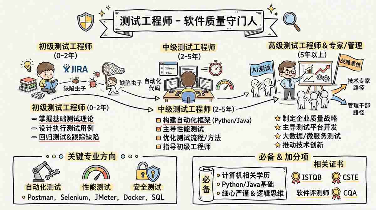 测试工程师 - 软件质量的守门人，技术与逻辑的完美结合