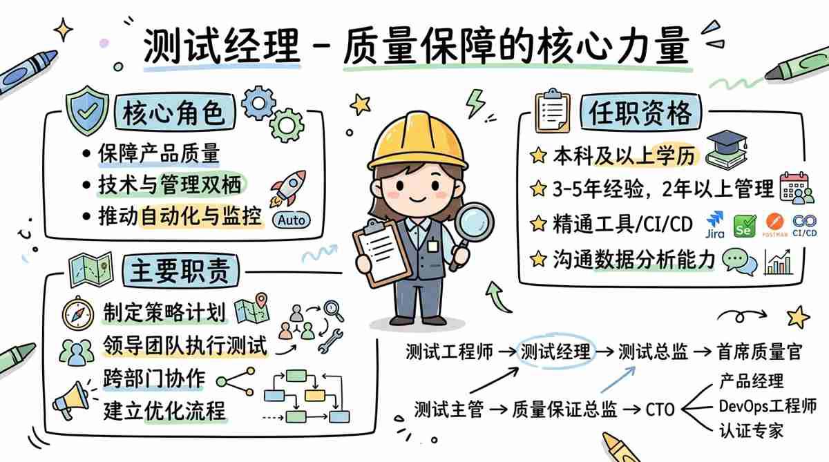 测试经理 - 保障产品质量的终极防线，技术与管理的双栖精英