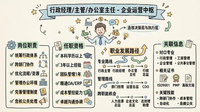 行政经理/主管/办公室主任 - 企业运营中枢，年薪30万+的复合型管理人才