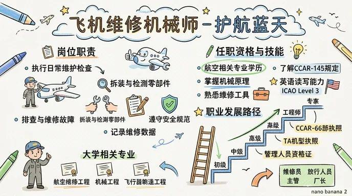 飞机维修机械师 - 护航蓝天的高薪技术岗，航空安全守护者