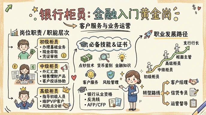 银行柜员 - 金融行业入门黄金岗，客户服务与业务运营双通道发展