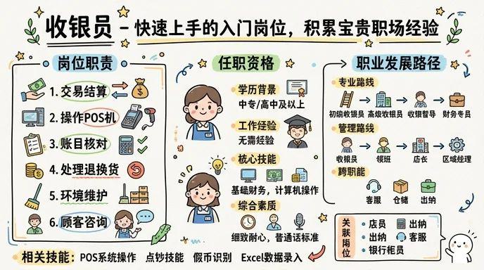 收银员 - 快速上手的入门岗位，积累宝贵职场经验