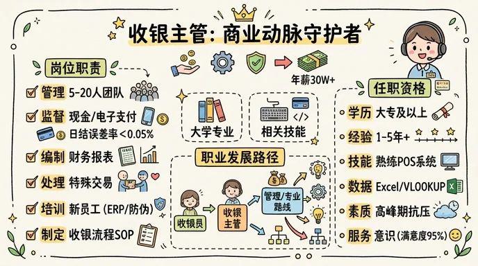 收银主管 - 商业动脉的守护者，年薪30W+的黄金管理岗