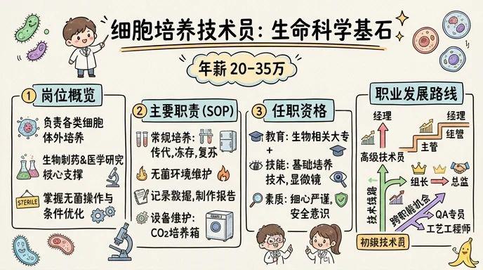 细胞培养技术员 - 生命科学的基石建设者，年薪20-35万