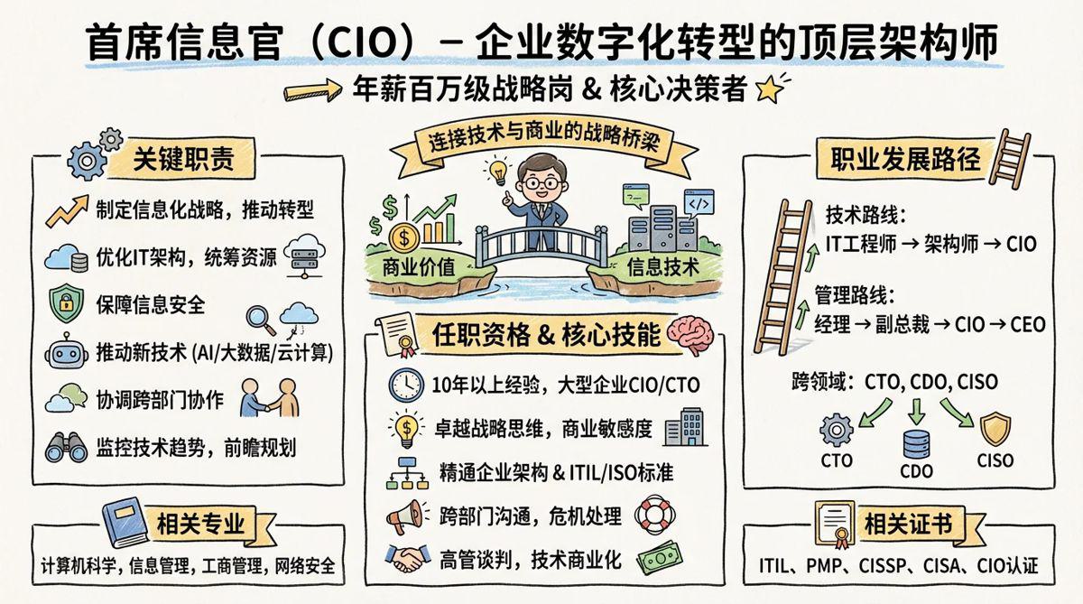 首席信息官CIO - 企业数字化转型的顶层架构师，年薪百万级战略岗