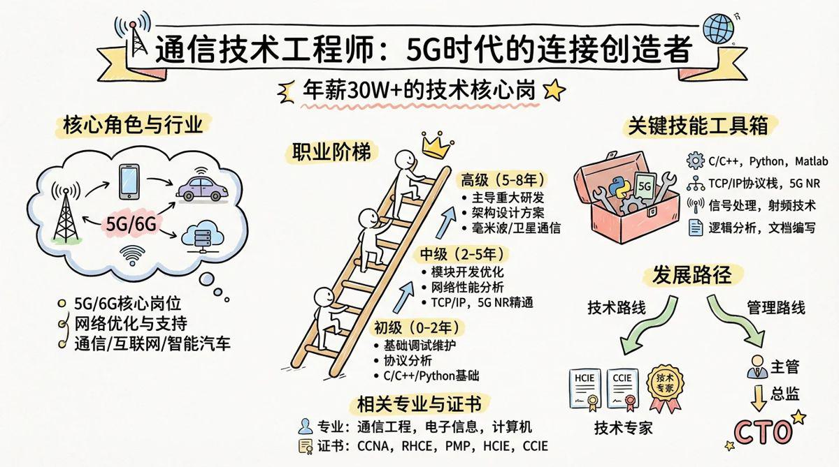 通信技术工程师 - 5G时代的连接创造者，年薪30W+的技术核心岗