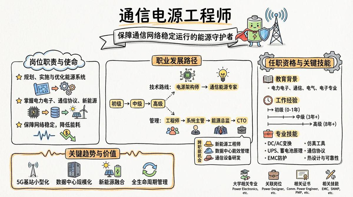 通信电源工程师 - 保障通信网络稳定运行的能源守护者