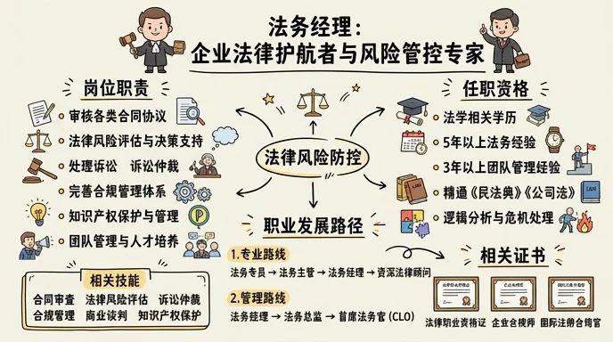 法务经理 - 企业法律护航者，风险管控专家