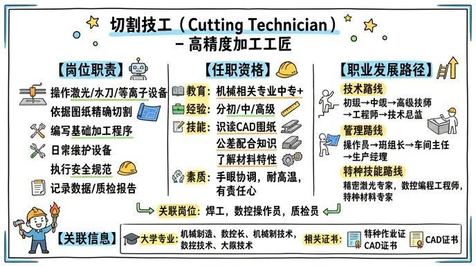 切割技工 - 高精度加工的幕后工匠，制造业核心技能人才