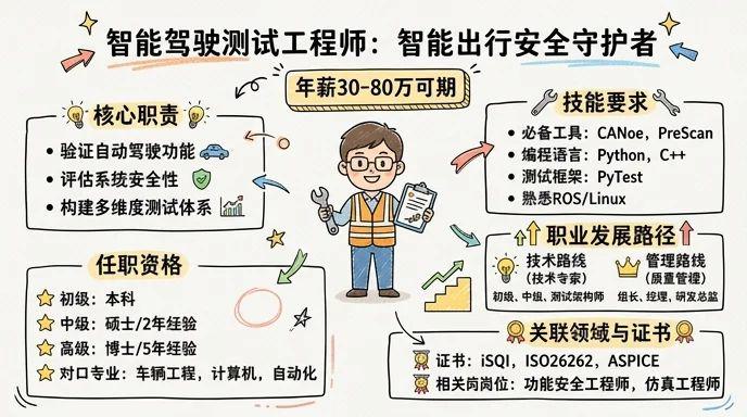 智能驾驶测试工程师 - 智能出行安全守护者，年薪30-80万可期