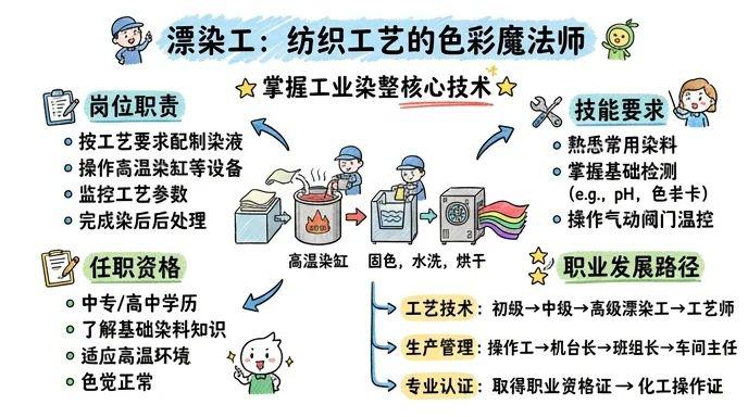 漂染工 - 纺织工艺的色彩魔法师，掌握工业染整核心技术