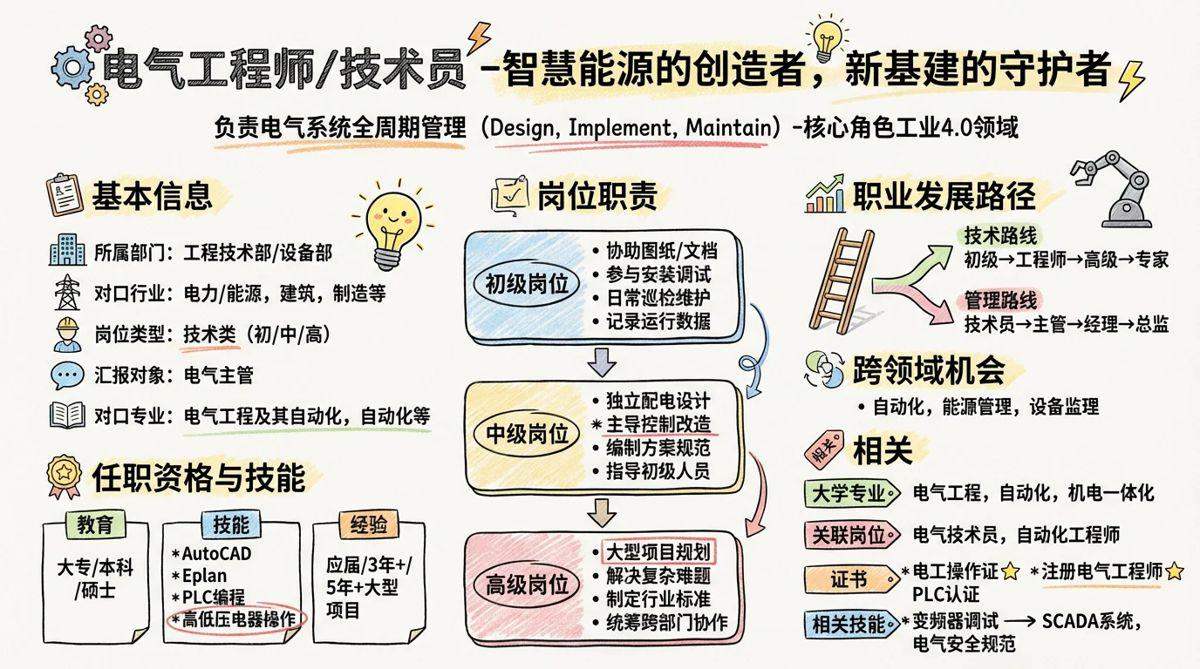 电气工程师/技术员 - 智慧能源的创造者，新基建的守护者
