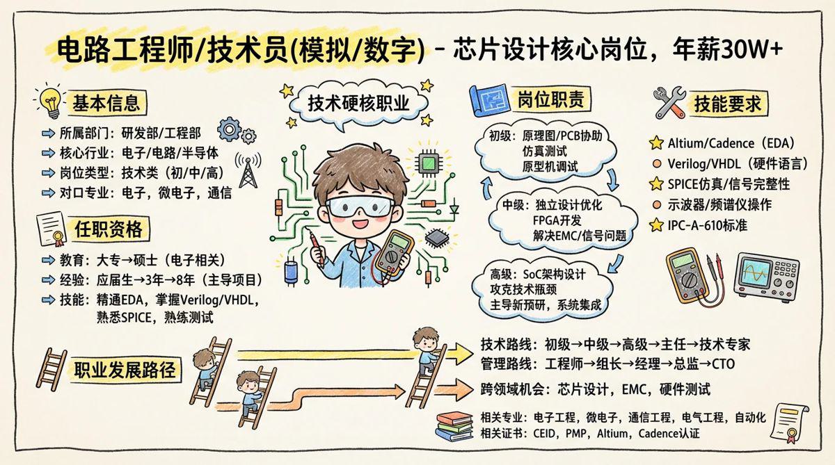 电路工程师/技术员(模拟/数字) - 芯片设计核心岗位，年薪30W+的技术硬核职业