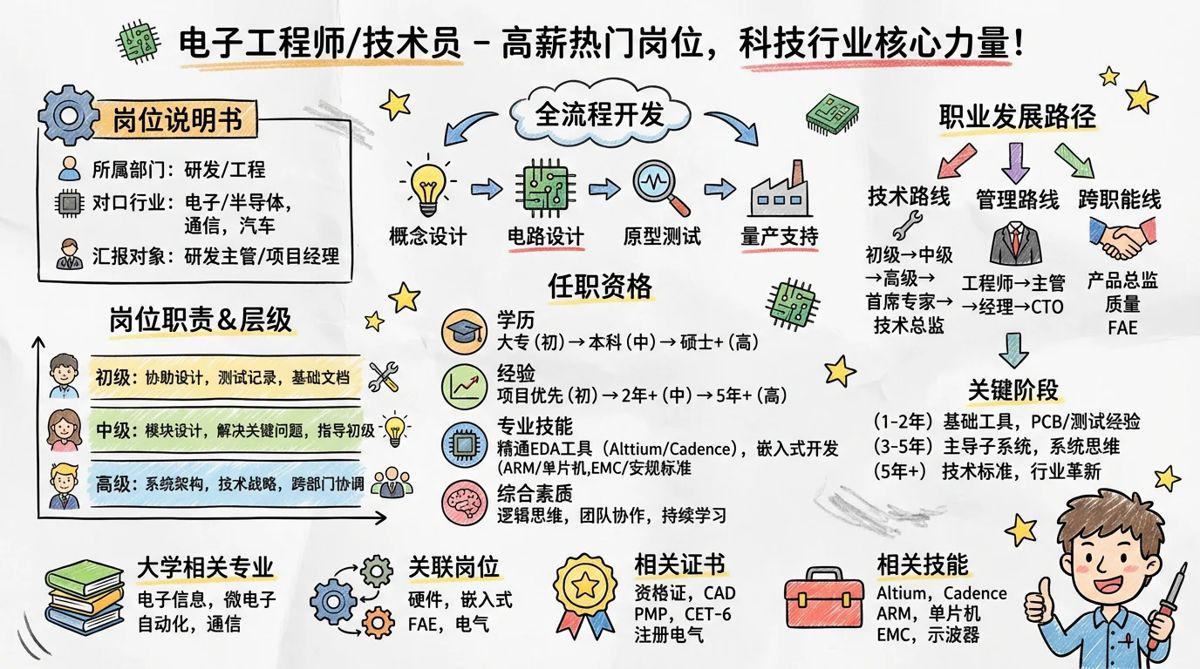 电子工程师/技术员 - 高薪热门岗位，科技行业核心力量！