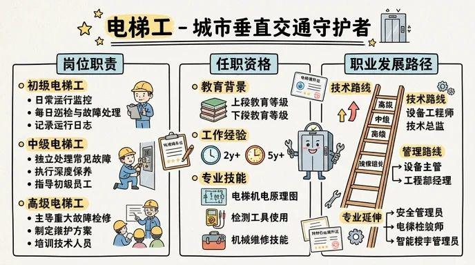 电梯工 - 城市垂直交通守护者，保障楼宇运行安全