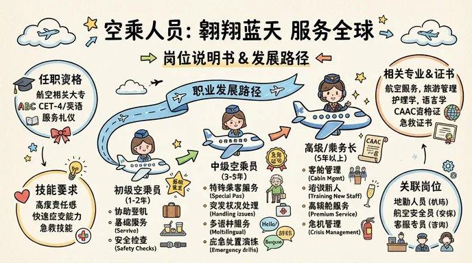 空乘人员 - 翱翔蓝天，服务全球；体验飞行魅力，成就职业梦想！