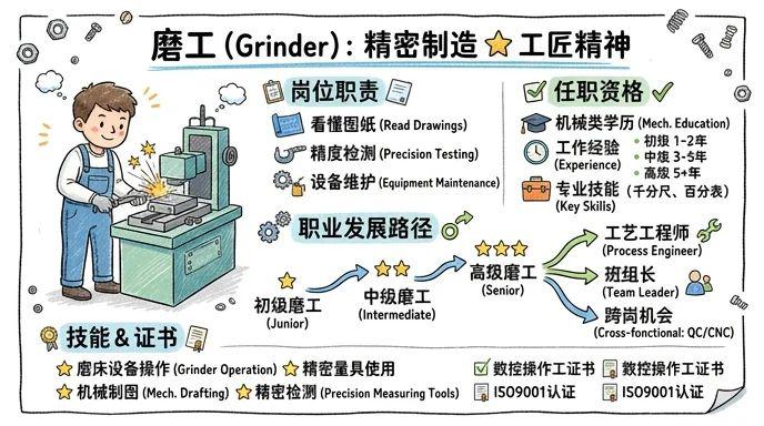 磨工 - 精密制造，工匠精神，高薪技术岗！