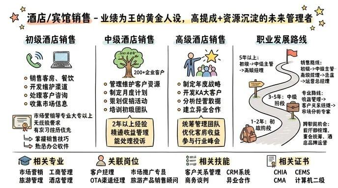 酒店/宾馆销售 - 业绩为王的黄金人设，高提成+资源沉淀的未来管理者