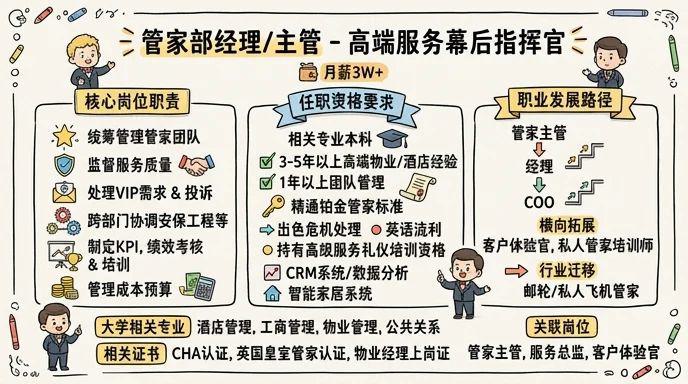 管家部经理/主管 - 高端服务的幕后指挥官，月薪3W+的管理岗
