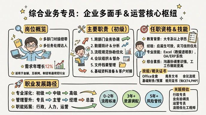综合业务专员 - 多面手型人才，企业运营核心枢纽