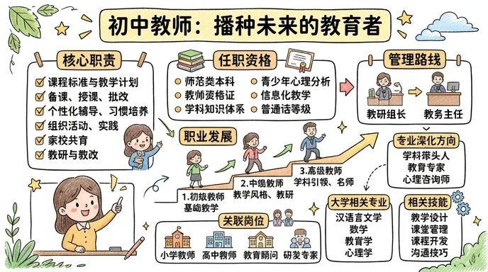 初中教师 - 播种未来的教育者，启迪少年的成长之光