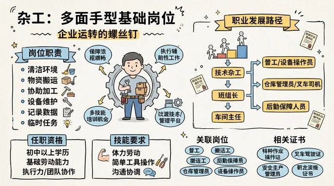 杂工 - 多面手型基础岗位，企业运转的螺丝钉