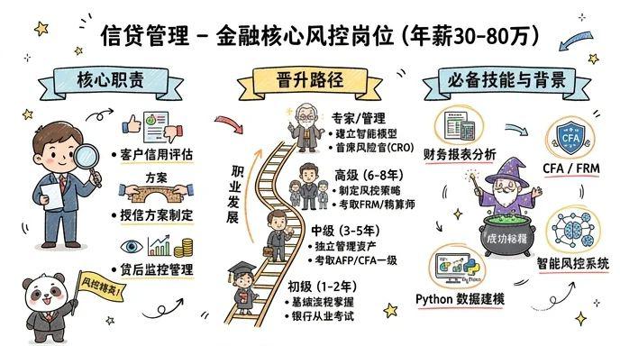 信贷管理 - 金融行业核心风控岗位，年薪30-80万