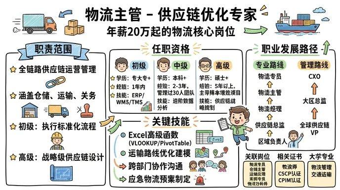 物流主管 - 供应链优化专家，年薪20万起的物流核心岗位