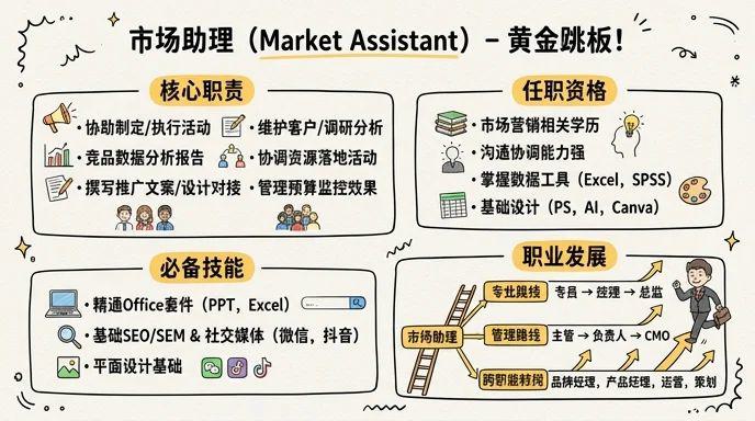市场助理 - 市场运营的黄金跳板，快消/互联网/金融行业通用岗