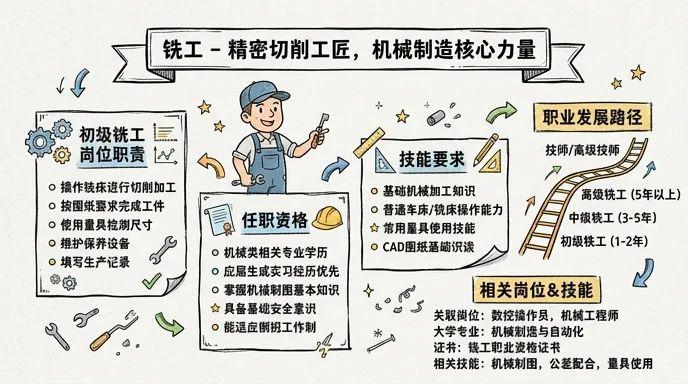 铣工 - 精密切削工匠，机械制造核心力量