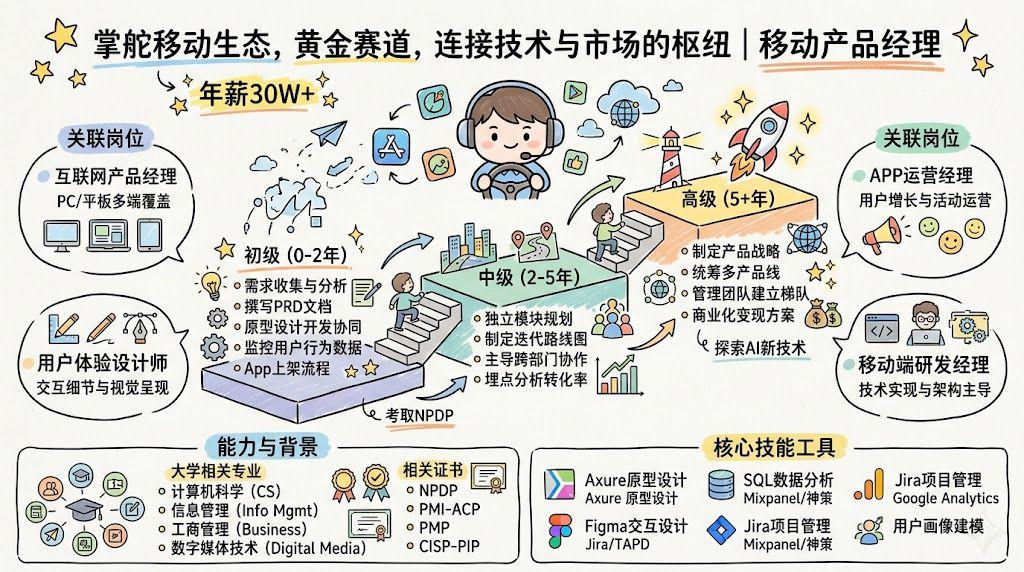 移动产品经理 - 掌舵移动生态，年薪30W+的黄金赛道