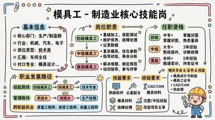 模具工 - 制造业核心技能岗，年薪10-30万的发展空间