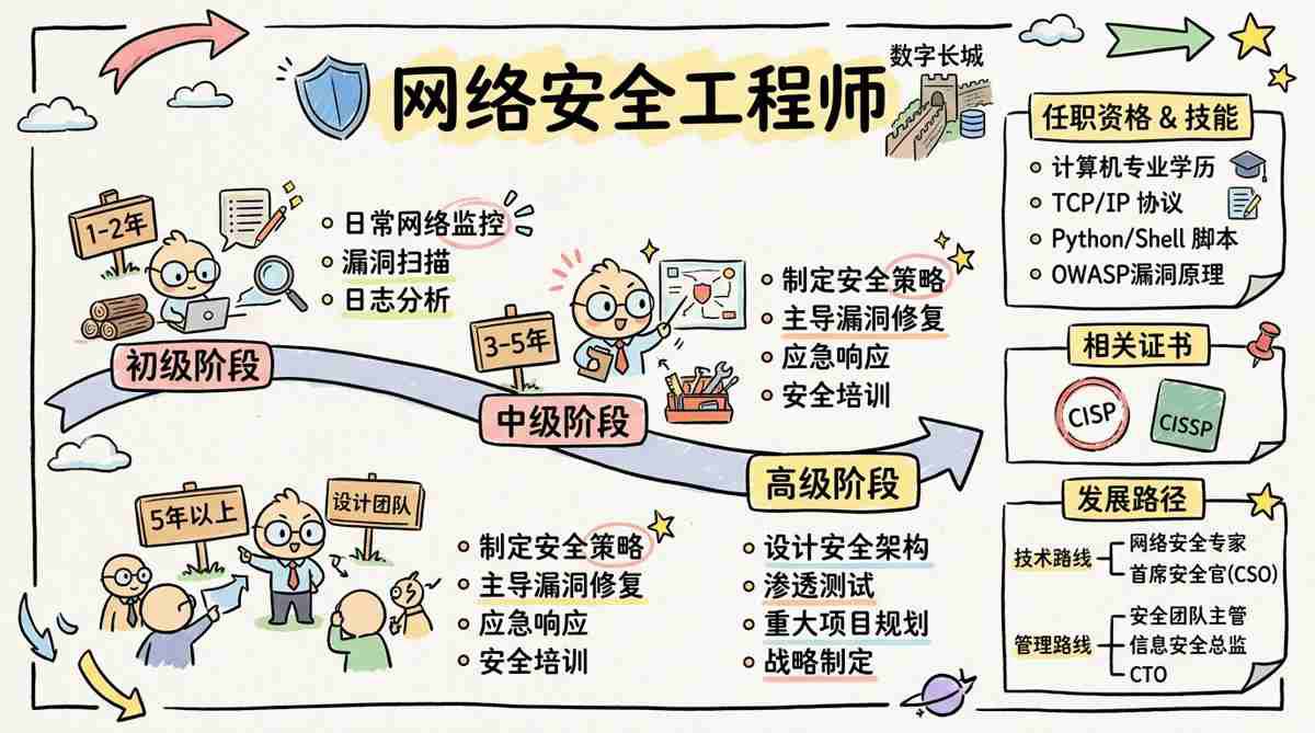 网络安全工程师 - 守护数字长城，年薪百万的黄金赛道