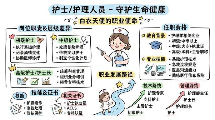 护士/护理人员 - 守护生命健康，白衣天使的职业使命