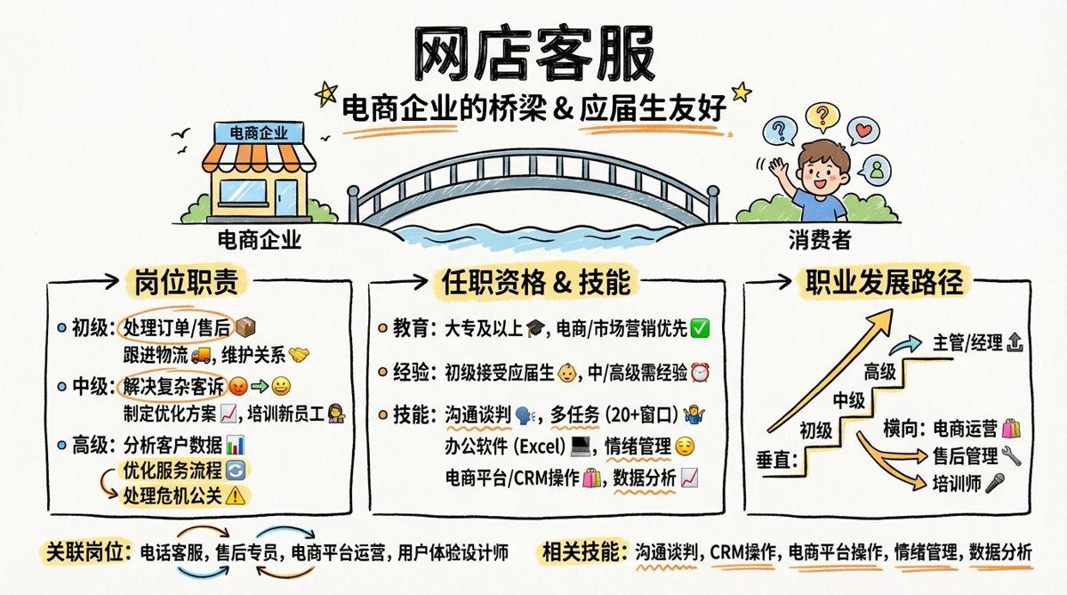 网店客服 - 电商企业的桥梁型人才，应届生友好型入门岗位