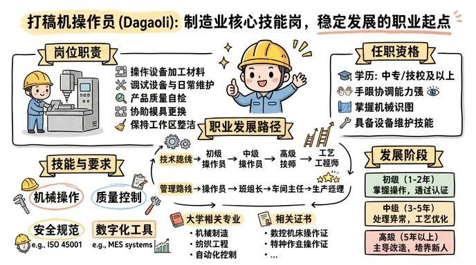 打稿机操作员 - 制造业核心技能岗，稳定发展的职业起点