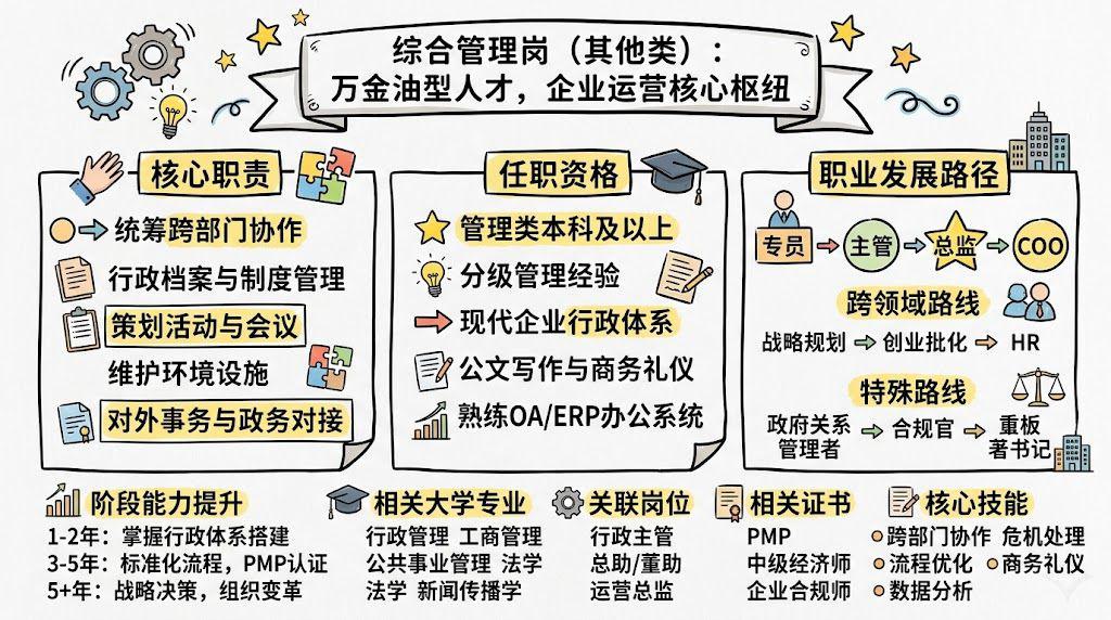 综合管理岗（其他类）- 万金油型人才，企业运营核心枢纽