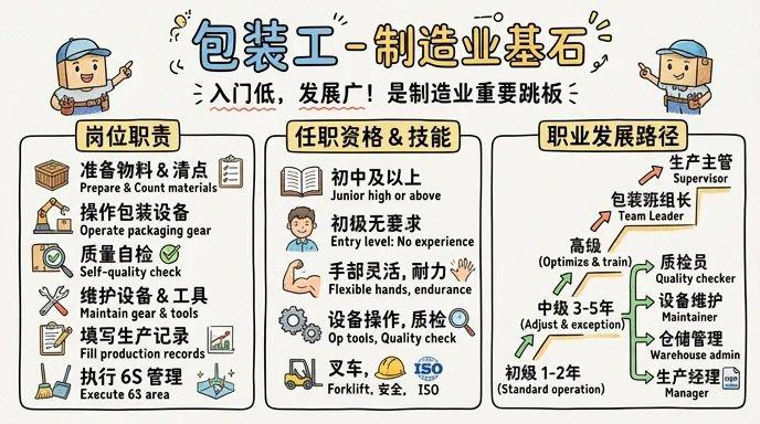 包装工 - 制造业基石岗位，技能门槛低但发展空间广