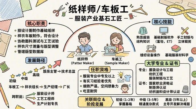 纸样师/车板工 - 服装产业的基石工匠，年薪20万起步的黄金技术岗