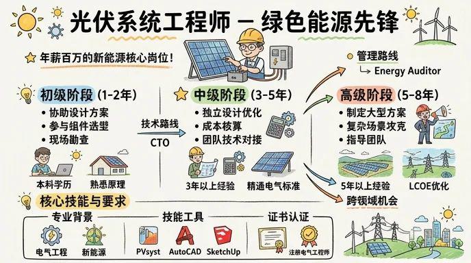 光伏系统工程师 - 绿色能源先锋，年薪百万的新能源核心岗位！