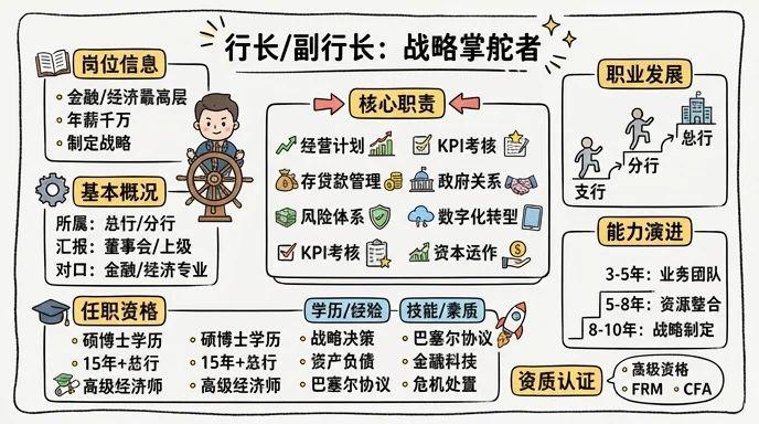 行长/副行长 - 金融业最高决策层，年薪千万的战略掌舵者