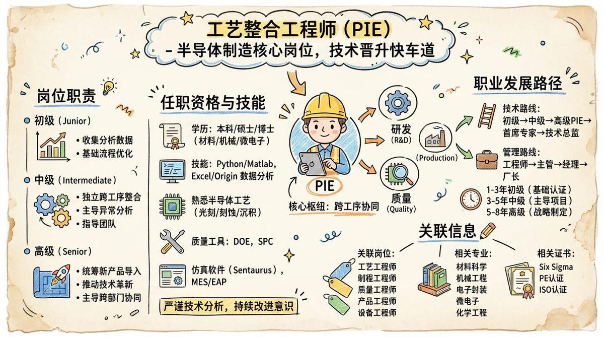 工艺整合工程师(PIE) - 半导体制造核心岗位，技术晋升快车道