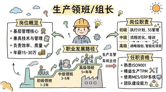 生产领班/组长 - 制造业基层管理骨干，年薪15-30万的实战型人才