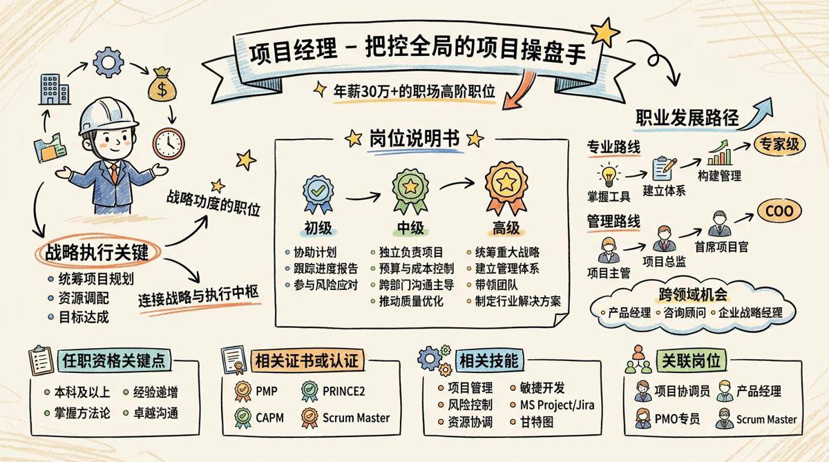 项目经理 - 把控全局的项目操盘手，年薪30万+的职场高阶职位