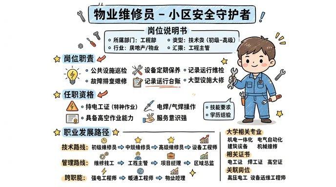 物业维修员 - 小区安全守护者，技术变现第一线