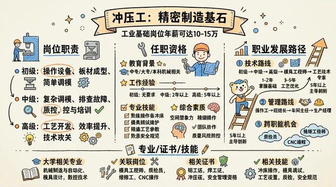 冲压工 - 精密制造基石，工业基础岗位年薪可达10-15万